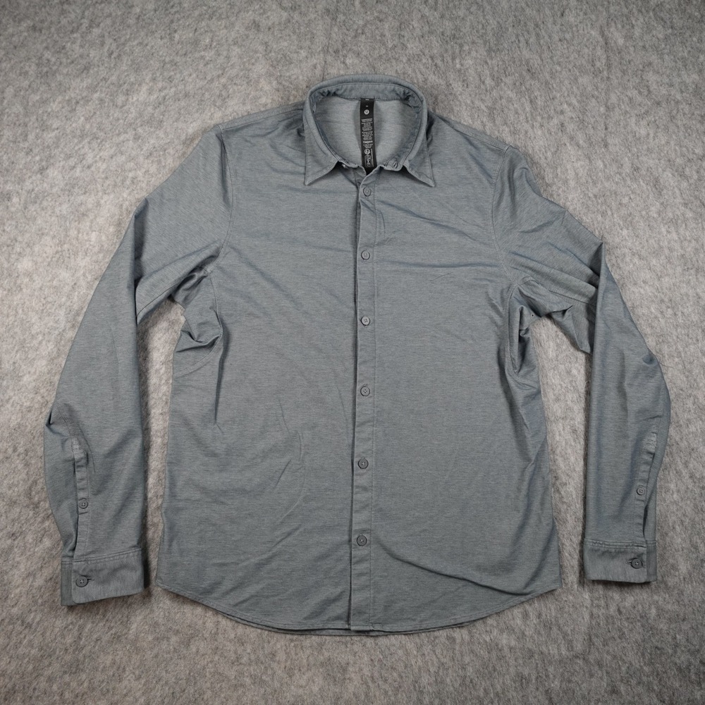 Lululemon Shirt Mens Medium Blue Long Sleeve Button Down Performance Stretch